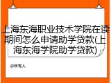 上海东海职业技术学院在读期间怎么申请助学贷款(上海东海学院助学贷款)