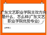 广东文艺职业学院主攻方向是什么，怎么样(广东文艺职业学院优势专业)