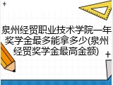 泉州经贸职业技术学院一年奖学金最多能拿多少(泉州经贸奖学金最高金额)