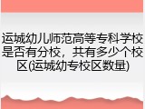 运城幼儿师范高等专科学校是否有分校，共有多少个校区(运城幼专校区数量)