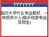 临沂大学什么专业最好，一年招多少人(临沂优势专业及招生)