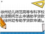 徐州幼儿师范高等专科学校在读期间怎么申请助学贷款(徐州幼专助学贷款申请)