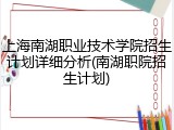 上海南湖职业技术学院招生计划详细分析(南湖职院招生计划)