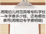 湘南幼儿师范高等专科学校一年学费多少钱，还有哪些费用(湘南幼专学费明细)
