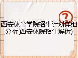 西安体育学院招生计划详细分析(西安体院招生解析)