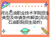 河北石油职业技术学院招生类型及申请条件解读(河北石油职院招生简析)