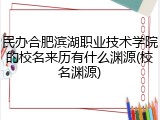 民办合肥滨湖职业技术学院的校名来历有什么渊源(校名渊源)