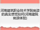 河南建筑职业技术学院就读的真实感觉如何(河南建院就读体验)