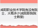 咸阳职业技术学院有没有院士，大概多少(咸阳职院院士数量)