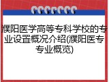 濮阳医学高等专科学校的专业设置概况介绍(濮阳医专专业概览)