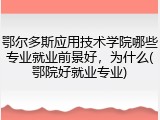 鄂尔多斯应用技术学院哪些专业就业前景好，为什么(鄂院好就业专业)