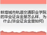 蚌埠城市轨道交通职业学院的毕业证含金量怎么样，为什么(毕业证含金量如何)