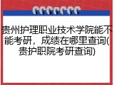 贵州护理职业技术学院能不能考研，成绩在哪里查询(贵护职院考研查询)