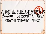安徽矿业职业技术学院有多少学生，师资力量如何(安徽矿业学院师生规模)
