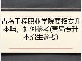 青岛工程职业学院要招专升本吗，如何参考(青岛专升本招生参考)
