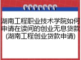 湖南工程职业技术学院如何申请在读间的创业无息贷款(湖南工程创业贷款申请)
