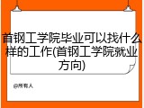 首钢工学院毕业可以找什么样的工作(首钢工学院就业方向)