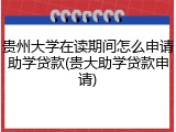 贵州大学在读期间怎么申请助学贷款(贵大助学贷款申请)