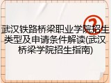 武汉铁路桥梁职业学院招生类型及申请条件解读(武汉桥梁学院招生指南)