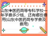 山东中医药高等专科学校一年学费多少钱，还有哪些费用(山东中医药高专学费及费用)