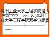 沈阳工业大学工程学院是否有双学位，为什么(沈阳工业大学工程学院双学位原因)