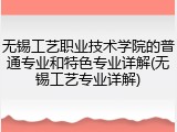 无锡工艺职业技术学院的普通专业和特色专业详解(无锡工艺专业详解)