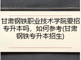 甘肃钢铁职业技术学院要招专升本吗，如何参考(甘肃钢铁专升本招生)