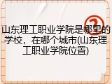 山东理工职业学院是哪里的学校，在哪个城市(山东理工职业学院位置)