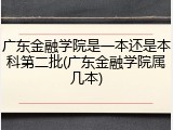 广东金融学院是一本还是本科第二批(广东金融学院属几本)