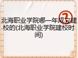 北海职业学院哪一年成立建校的(北海职业学院建校时间)