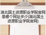 湖北国土资源职业学院官网是哪个网址多少(湖北国土资源职业学院官网)
