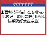 山西科技学院什么专业就业比较好，原因是啥(山西科技学院好就业专业)
