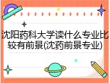 沈阳药科大学读什么专业比较有前景(沈药前景专业)