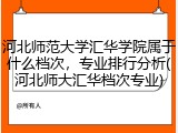 河北师范大学汇华学院属于什么档次，专业排行分析(河北师大汇华档次专业)