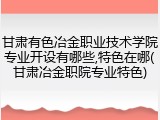 甘肃有色冶金职业技术学院专业开设有哪些,特色在哪(甘肃冶金职院专业特色)