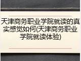 天津商务职业学院就读的真实感觉如何(天津商务职业学院就读体验)