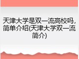 天津大学是双一流高校吗，简单介绍(天津大学双一流简介)