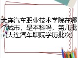 大连汽车职业技术学院在哪个城市，是本科吗，第几批(大连汽车职院学历批次)