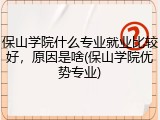 保山学院什么专业就业比较好，原因是啥(保山学院优势专业)