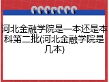 河北金融学院是一本还是本科第二批(河北金融学院是几本)