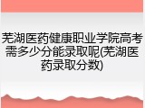 芜湖医药健康职业学院高考需多少分能录取呢(芜湖医药录取分数)