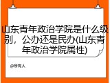 山东青年政治学院是什么级别，公办还是民办(山东青年政治学院属性)