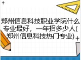 郑州信息科技职业学院什么专业最好，一年招多少人(郑州信息科技热门专业)