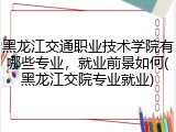 黑龙江交通职业技术学院有哪些专业，就业前景如何(黑龙江交院专业就业)