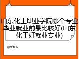 山东化工职业学院哪个专业毕业就业前景比较好(山东化工好就业专业)