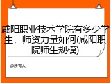 咸阳职业技术学院有多少学生，师资力量如何(咸阳职院师生规模)