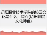 辽阳职业技术学院的校园文化是什么，简介(辽阳职院文化特色)