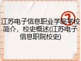 江苏电子信息职业学院学校简介，校史概述(江苏电子信息职院校史)