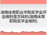 湖南体育职业学院奖学金评定细则是怎样的(湖南体育职院奖学金细则)