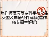 焦作师范高等专科学校招生类型及申请条件解读(焦作师专招生解析)